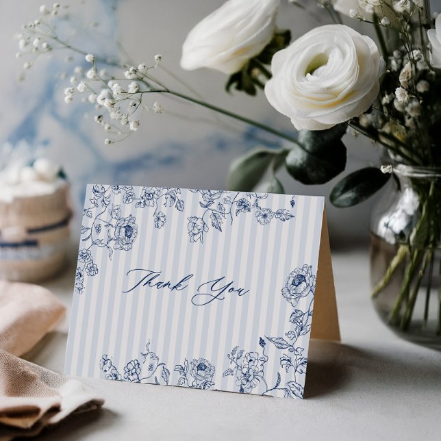 Bridal Shower Thank You Card Something Blue Stripe (Creator Uploaded)
