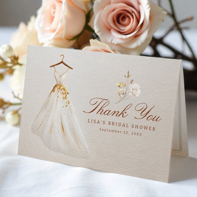 Bridal Shower Thank You Card with Dress & Florals (Bridal Shower Thank You Card )