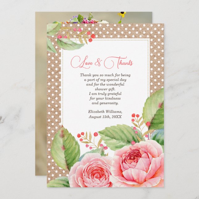 Bridal Shower Thank You Custom Photo Cards (Front/Back)