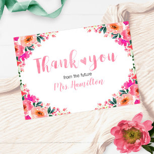Bridal Shower Thank You Cute Watercolor Floral Card