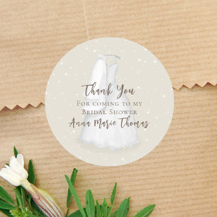 Bridal Shower Thank You Gown Custom Classic Round Sticker
