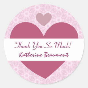 Bridal Shower Thank You Hearts PINK V001J14 Classic Round Sticker
