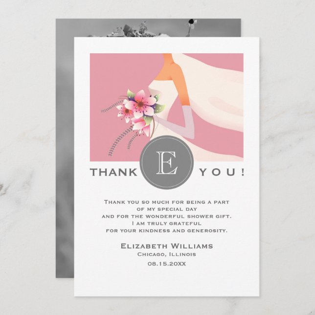 Bridal Shower Thank You Photo Card (Front/Back)