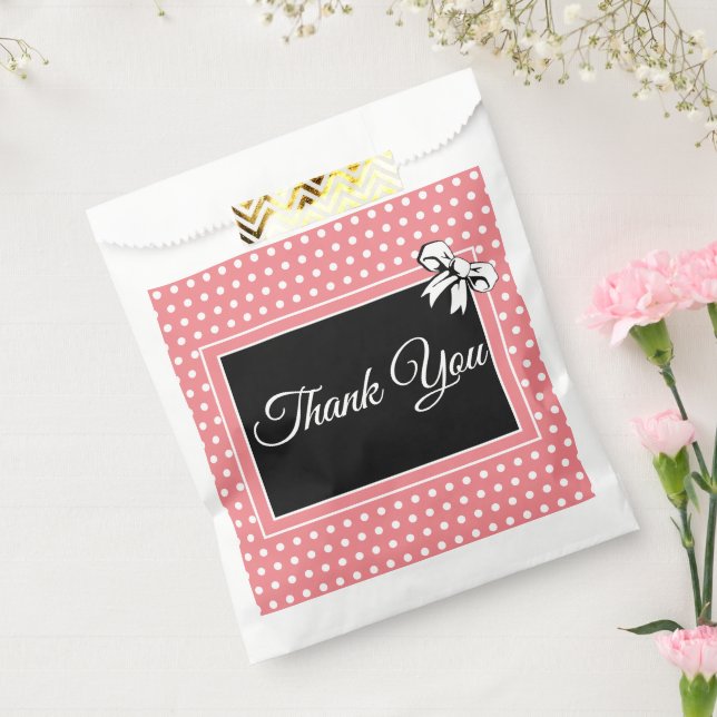 Bridal Shower Thank You Pink White Polka Dots Bows Favour Bag (Sealed)