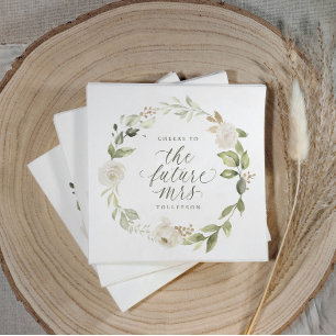 Bridal Shower The Future Mrs Watercolor Floral Napkin