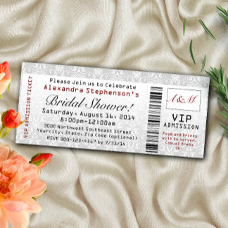 Bridal Shower Ticket Invitations