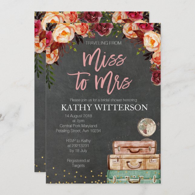 Bridal Shower Travel Invitation (Front/Back)