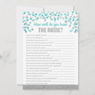 Bridal Shower Trivia Game ~ Silver and Turquoise
