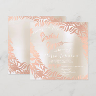 Bridal Shower Tropical Leafs Ivory Rose Gold Invitation