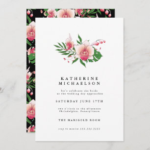 BRIDAL SHOWER   Tropical Pink Orchid Floral Invitation