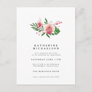 BRIDAL SHOWER Tropical Pink Orchid Floral Postcard