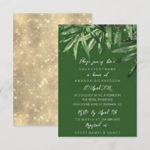 Bridal Shower Tropical Sage Green Gold Elegant Invitation