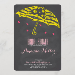 Bridal Shower Umbrella Chalkboard Invitations