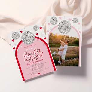 Bridal Shower Valentines Heart Retro Disco photo Invitation