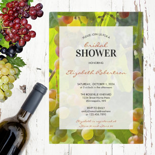 Bridal Shower Vineyard Wine Grapes themed  Invitation
