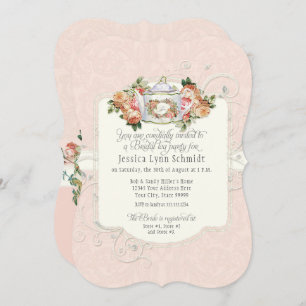 Bridal Shower Vintage Elegant Rose Floral Shaped Invitation