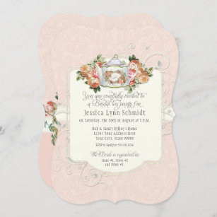 Bridal Shower Vintage Elegant Rose Floral Shaped Invitation