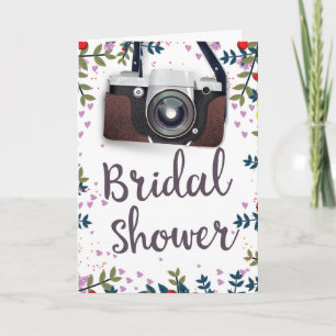 Bridal Shower Vintage flowers and classic camera Note Card