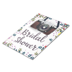 Bridal Shower Vintage flowers and classic camera Notepad