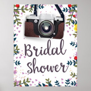 Bridal Shower Vintage flowers and classic camera Poster