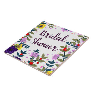 Bridal Shower Vintage Flowers Ceramic Tile