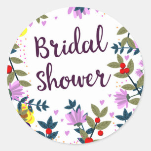 Bridal Shower Vintage Flowers Classic Round Sticker