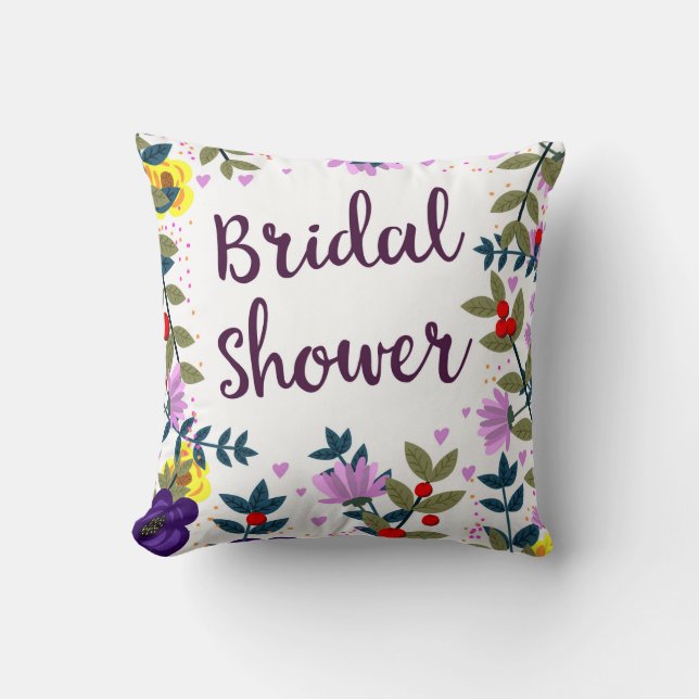 Bridal Shower Vintage Flowers Cushion (Front)