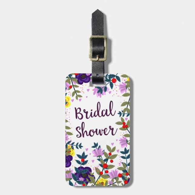 Bridal Shower Vintage Flowers Luggage Tag (Front Vertical)
