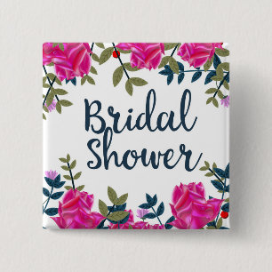 Bridal Shower Vintage Roses 15 Cm Square Badge