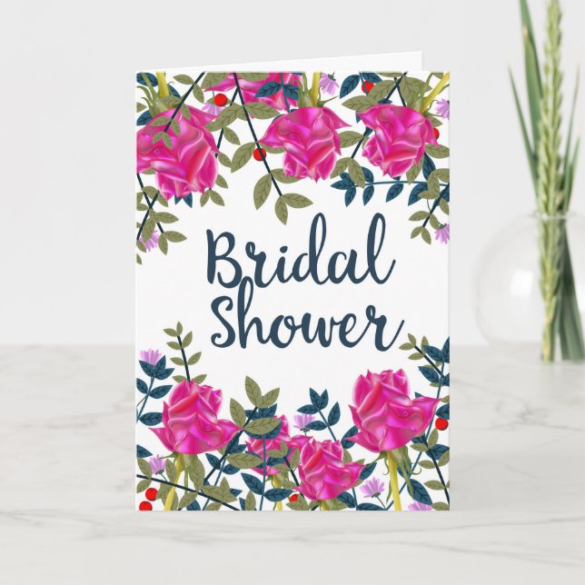 Bridal Shower Vintage Roses Note Card (Front)