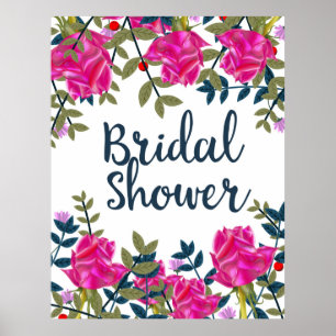 Bridal Shower Vintage Roses Poster