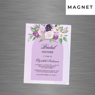 Bridal shower violet purple flowers arch luxury magnetic invitation