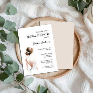 Bridal Shower w Watercolor Bride Shower Invitation