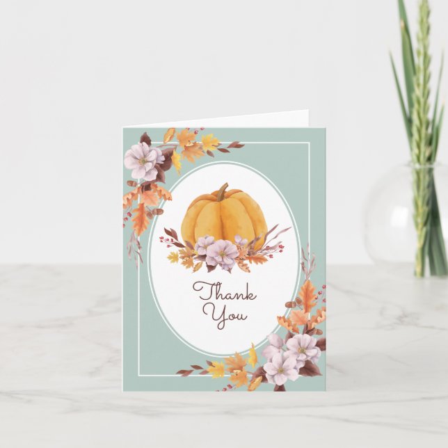 Bridal Shower | Watercolor Autumn Thank You Card (Front)