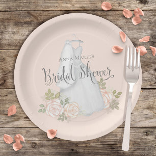 Bridal Shower Watercolor Elegant Modern Floral Paper Plate