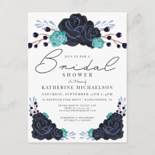 BRIDAL SHOWER   Watercolor Floral Invitation Postcard