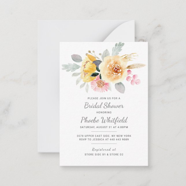 Bridal Shower Watercolor Floral Modern Botanical Card (Front)