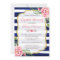 Bridal Shower Watercolor Floral Navy Blue Stripes