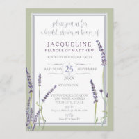 Bridal Shower Watercolor French Lavender Flowers
