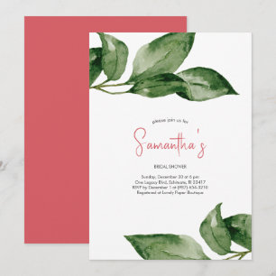 Bridal Shower Watercolor Greenery Holiday Party Invitation
