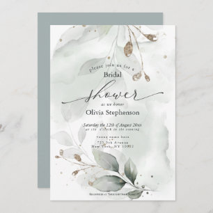  Bridal Shower Watercolor Greenery Invitation