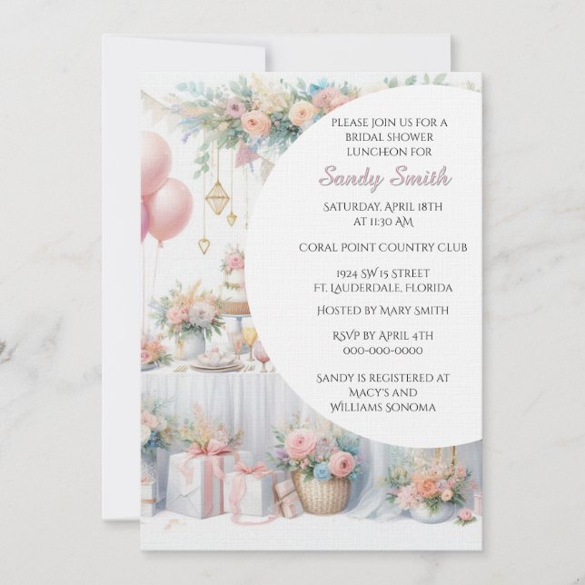 Bridal Shower Watercolor  Invitation (Front)
