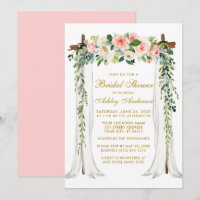 Bridal Shower Watercolor Pink Floral Canopy Gold
