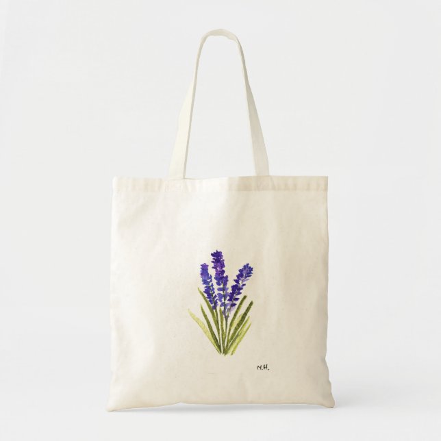 Bridal shower watercolor purple lavender herbs tote bag (Front)