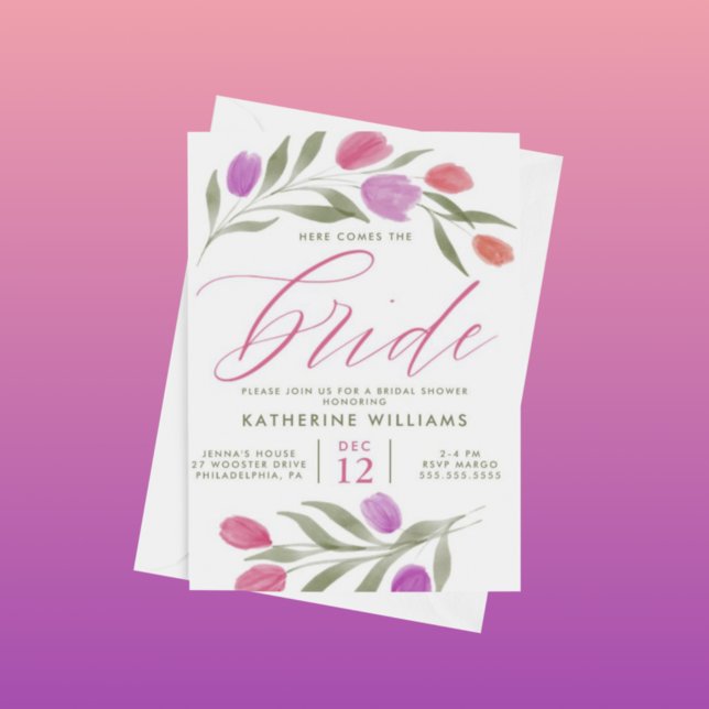 BRIDAL SHOWER | Watercolor Tulip Floral Invitation (Creator Uploaded)