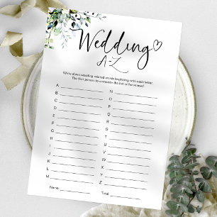 Bridal Shower Wedding A-Z Game Invitation