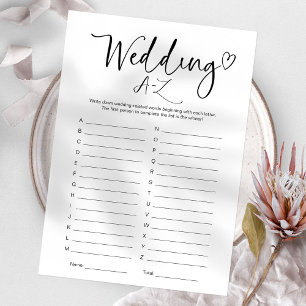 Bridal Shower Wedding A-Z Game Invitation