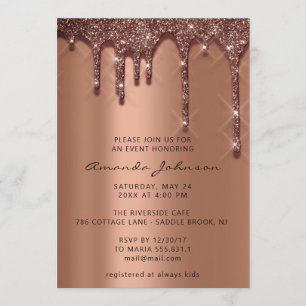 Bridal Shower Wedding Birthday Brown Coopper Drips Invitation