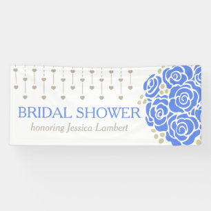 Bridal shower wedding blue posy name banner