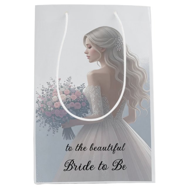 Bridal Shower Wedding Dress Bride to Be Medium Gift Bag (Front)